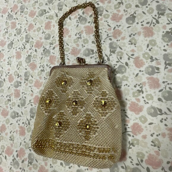 Mister Ernest Handbag - Gold colored beading, Made in Hong Kong - Picture 2 of 12